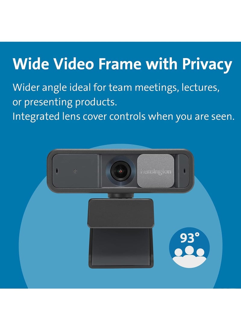 Kensington - W2050 Pro 1080p Auto Focus Pro Webcam with Dual Stereo Microphone for Video Conferencing, Software Control, Privacy Shutter, Compatible with Zoom/Skype/Teams and More - Image 1