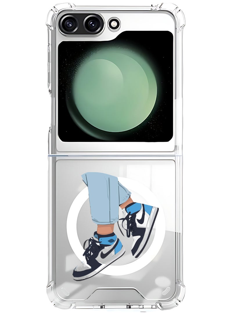 Theodor Magnetic Case for Samsung Galaxy Z Flip 5 Compatible with MagSafe Wireless Charging, Shockproof Phone Bumper Cover Sneakers - Image 1
