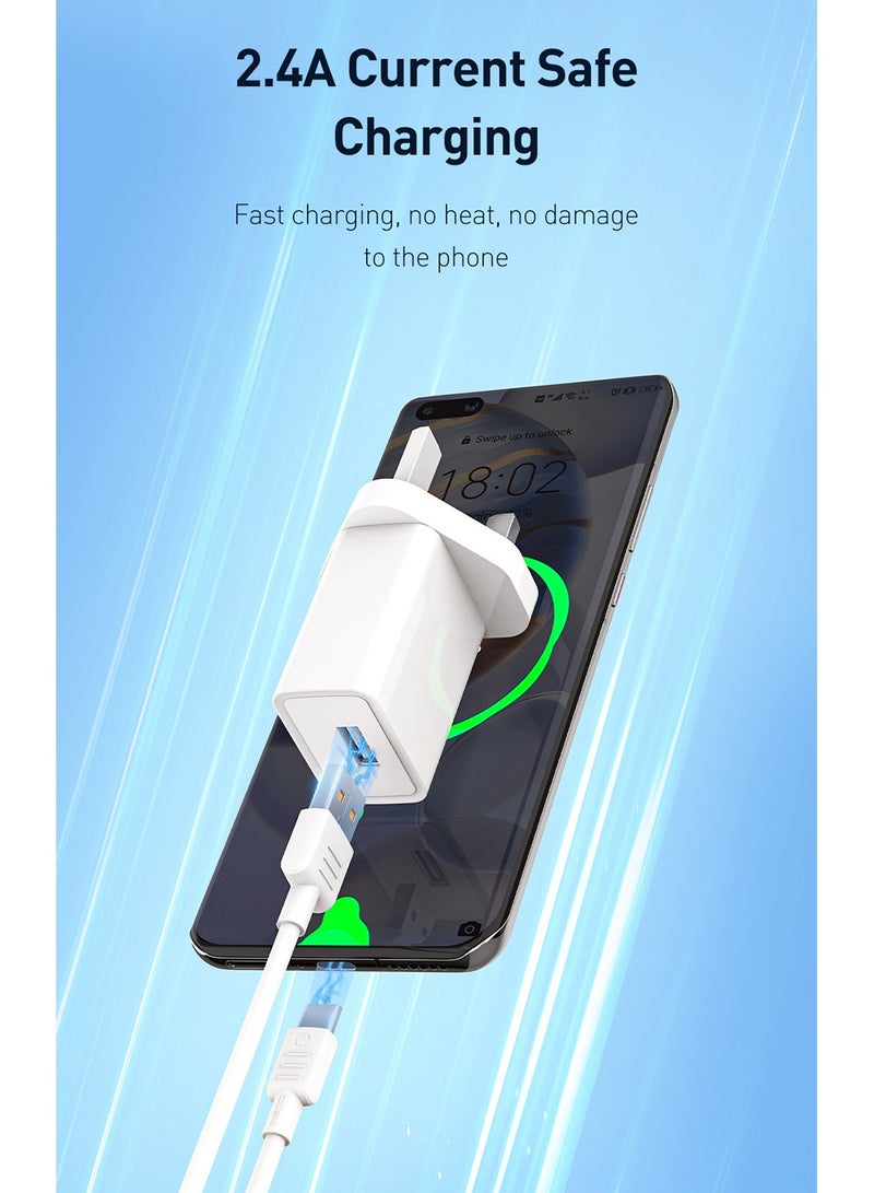 Recci 2.4A USB Charger Power Adapter Single PowerPort Super Compact Travel Adapter Wall Charger for iPhone Xs/XS Max/XR/X/8/7/6/Plus, iPad Pro/Air 2/Mini 4, Samsung, Xiaomi etc White - Image 4