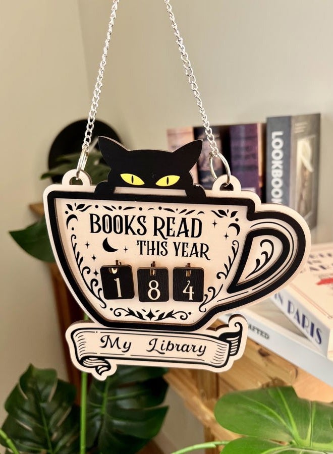CuddleJunk Books Read This Year Counter, Cute Cat Wooden Book Counter Sign, Reading Tracker Sign for Bookshelf Decor, Gifts for Book Lovers Women Readers, Home Library Essentials - Image 5