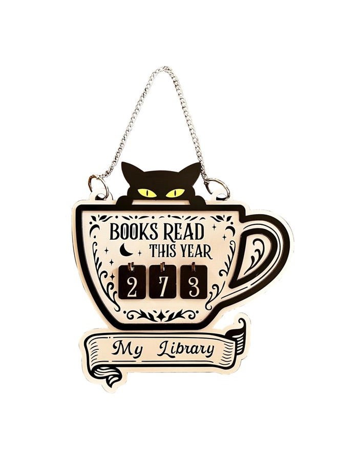 CuddleJunk Books Read This Year Counter, Cute Cat Wooden Book Counter Sign, Reading Tracker Sign for Bookshelf Decor, Gifts for Book Lovers Women Readers, Home Library Essentials - Image 3
