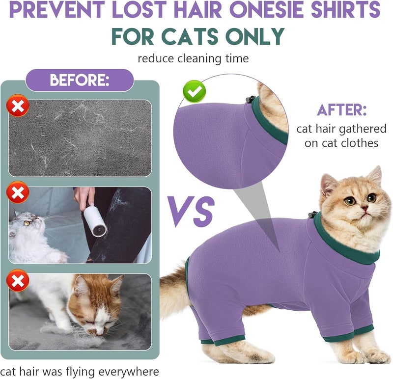 ADNIKIA Cat Pajamas, Sticky Hair Clothes, Sphynx Hairless Sweater, Onesie for Cats After Surgery, Prevent Lost Hair Kitten Shirts Costumes Outfits for Female Male Pets - Image 3