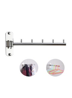 O Ozone 180 Degree Rotatable Clothes Hanger Coat Hanger Stainless Steel Cloth Hanger Wall Mount 5 Hooks for Bathroom, Bedroom, Laundry Room-Silver  - Image 1