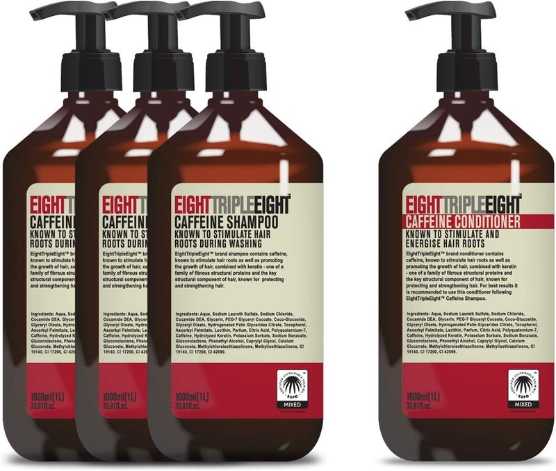 Eight Triple Eight Caffeine 3x Shampoo 1x Conditioner 1L