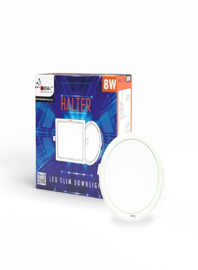 Midas electronics Midas Halter LED Slim Downlight, 8W, Round, White, with Surge Protection and High Fluctuation Resistance (Natural White, 4.5 INCH) - Image 1
