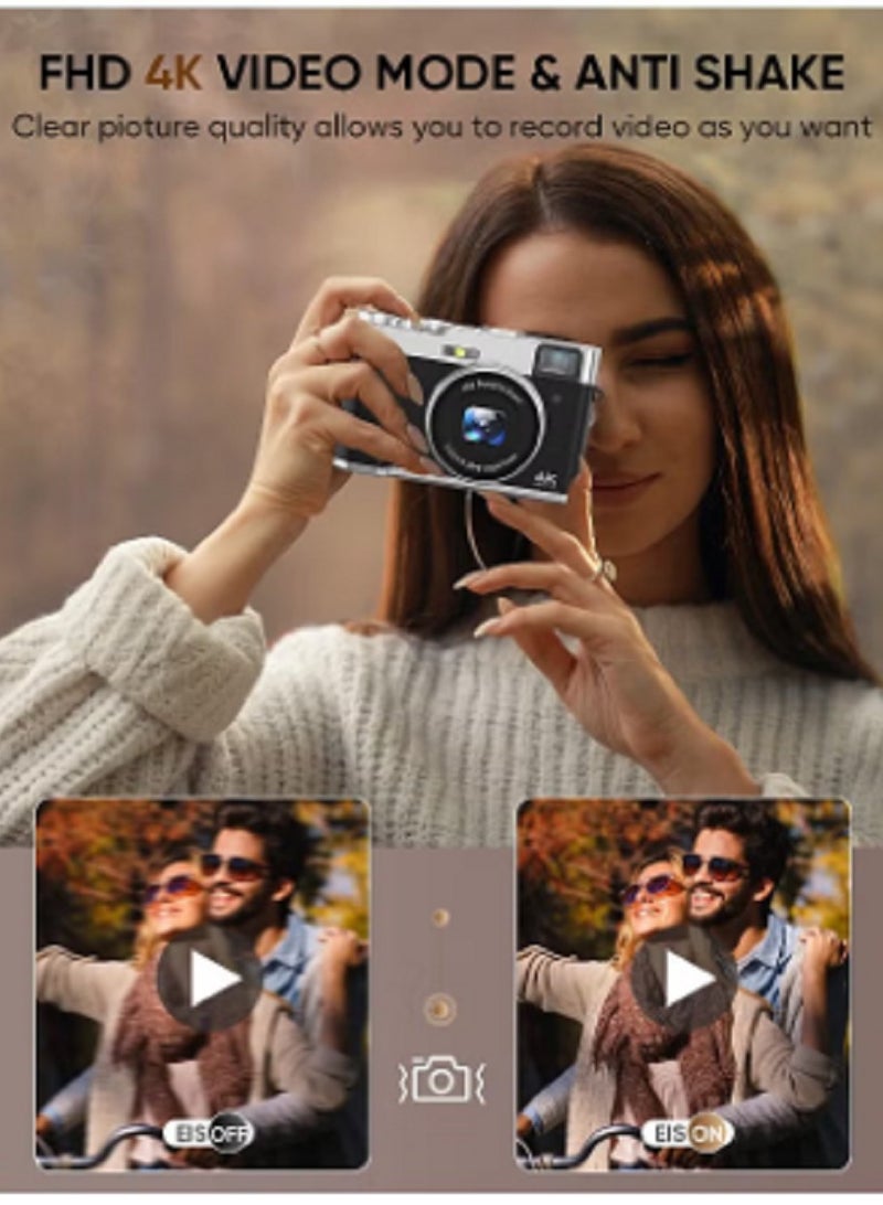 Compact 48MP 4K Autofocus Digital Camera with Anti-shake, 16X Zoom, Rechargeable Battery - Portable Pocket Cam - Image 2