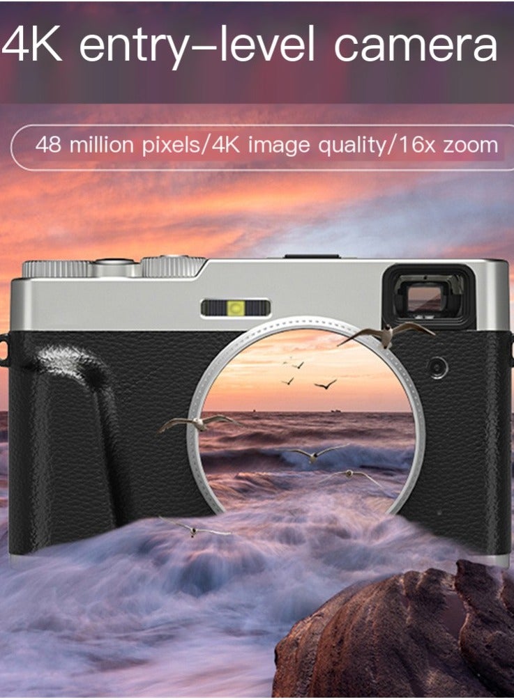 Compact 48MP 4K Autofocus Digital Camera with Anti-shake, 16X Zoom, Rechargeable Battery - Portable Pocket Cam - Image 4