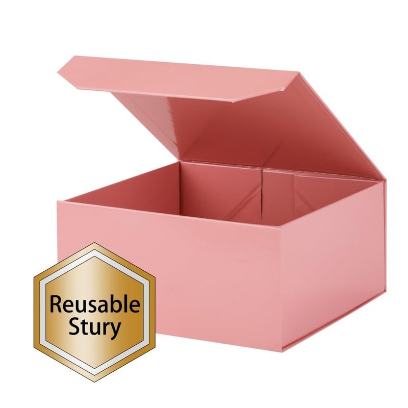 PACKGILO 1 Pcs 6x6x3 Inch Pink Magnetic Gift Box Small Magnetic Box with Crinkle Paper Pink Small Gift Box with Shredded Paper Luxury Gift Boxes with Lids for Presents - Image 4