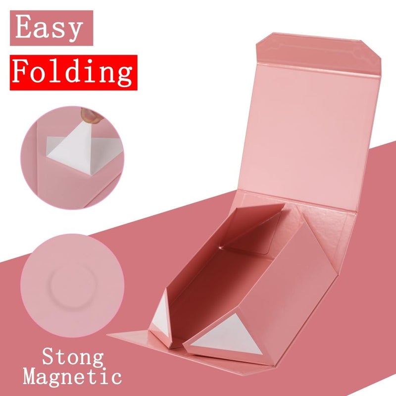 PACKGILO 1 Pcs 6x6x3 Inch Pink Magnetic Gift Box Small Magnetic Box with Crinkle Paper Pink Small Gift Box with Shredded Paper Luxury Gift Boxes with Lids for Presents - Image 5