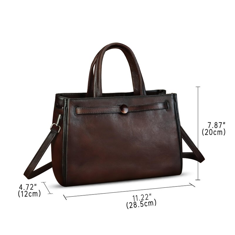 LRTO Genuine Leather Handbags for Women Vintage Real Leather Messenger Bag Shoulder Bag Crossbody Bag Satchel Purse (Coffee) - Image 5