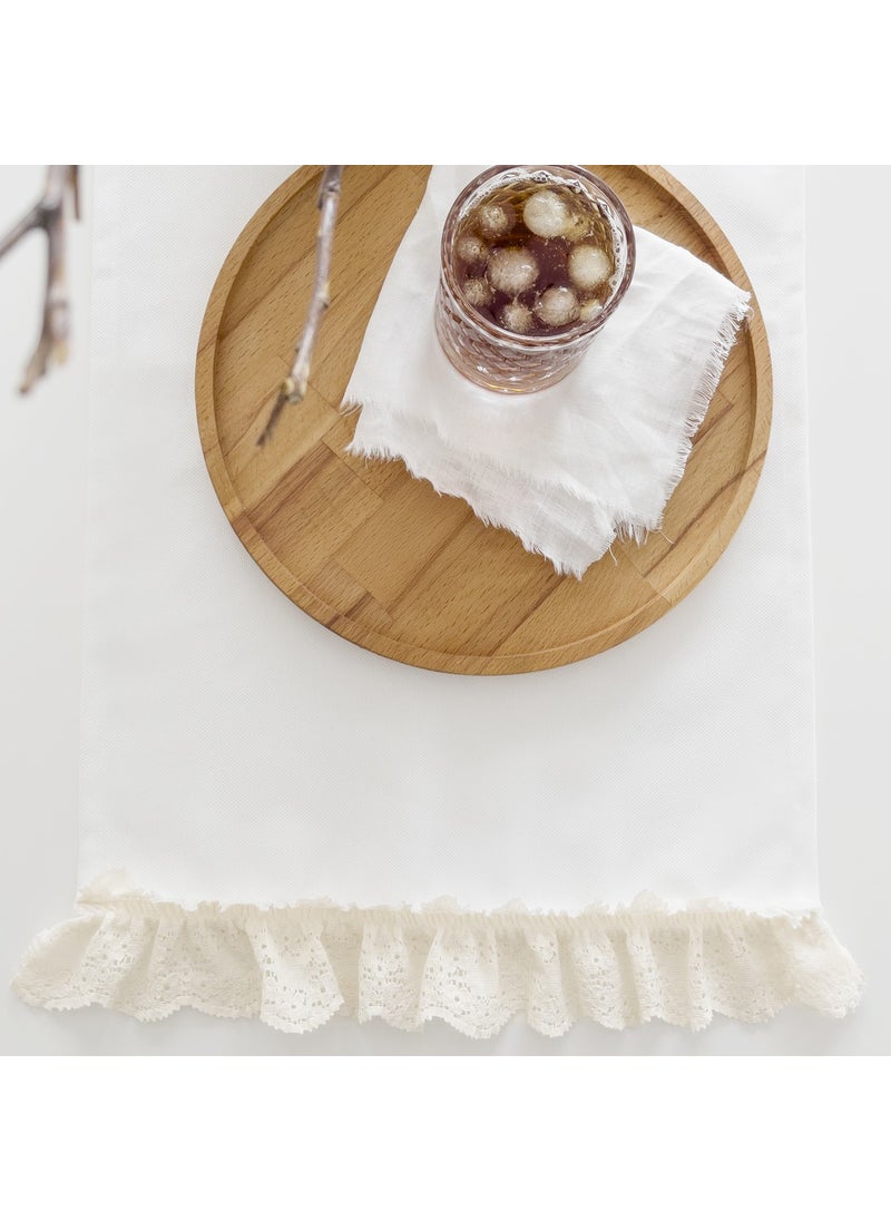 Ritmo Home Lace Scalloped Vintage Scandinavian White Runner  - Image 1