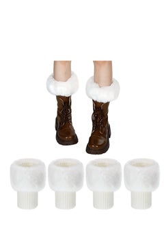 Fur Leg Warmers Women, 2 Pairs Fuzzy Furry Fluffy White Warmers, Faux Boot Cuffs Toppers