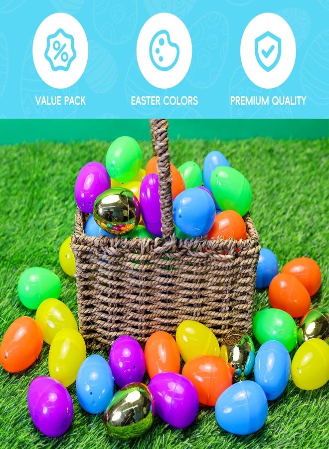 MGparty بيض عيد الفصح MGparty 150 قطعة 2.36" بيض بلاستيكي قابل للتعبئة فارغ مع 12 بيضة ذهبية لملء سلة عيد الفصح، هدايا الحفلات، مستلزمات البحث عن البيض، وزينة عيد الفصح - Image 3