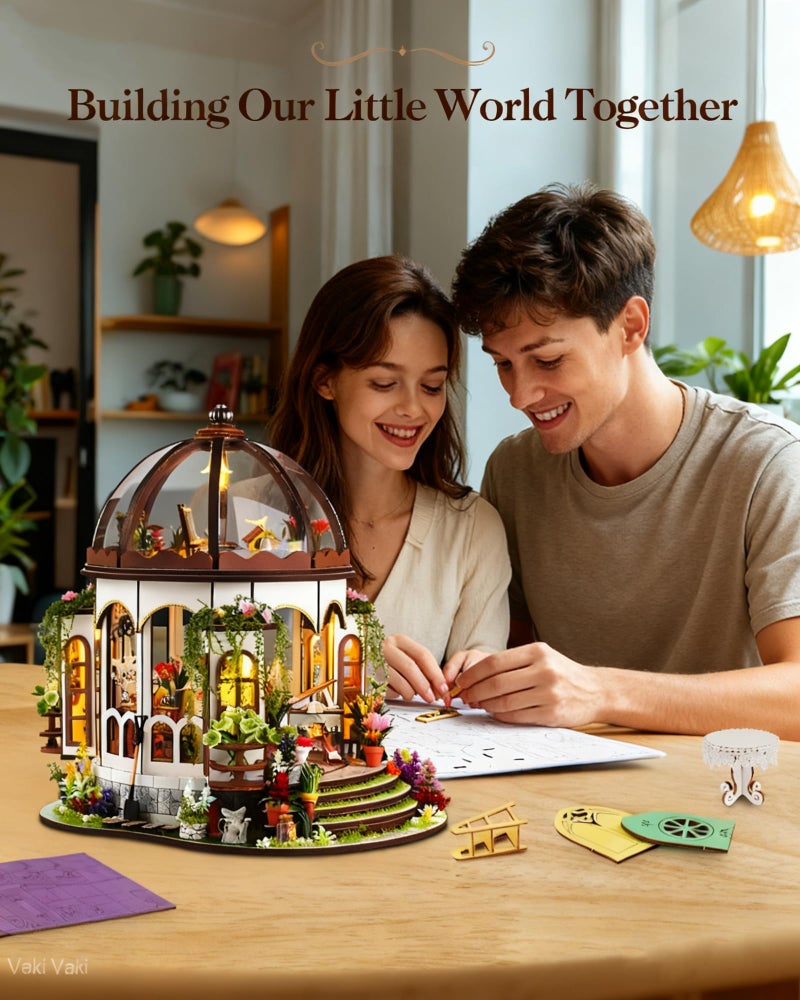 PATPAT Robotime DIY Mini Hogsmeade's Sweet Shop Craft Kit with Built-in Lighting and Dustproof Cover for Home Decoration and Gifts,Complete Creative Handmade Model Set for Hobbyists Beginners - Image 5