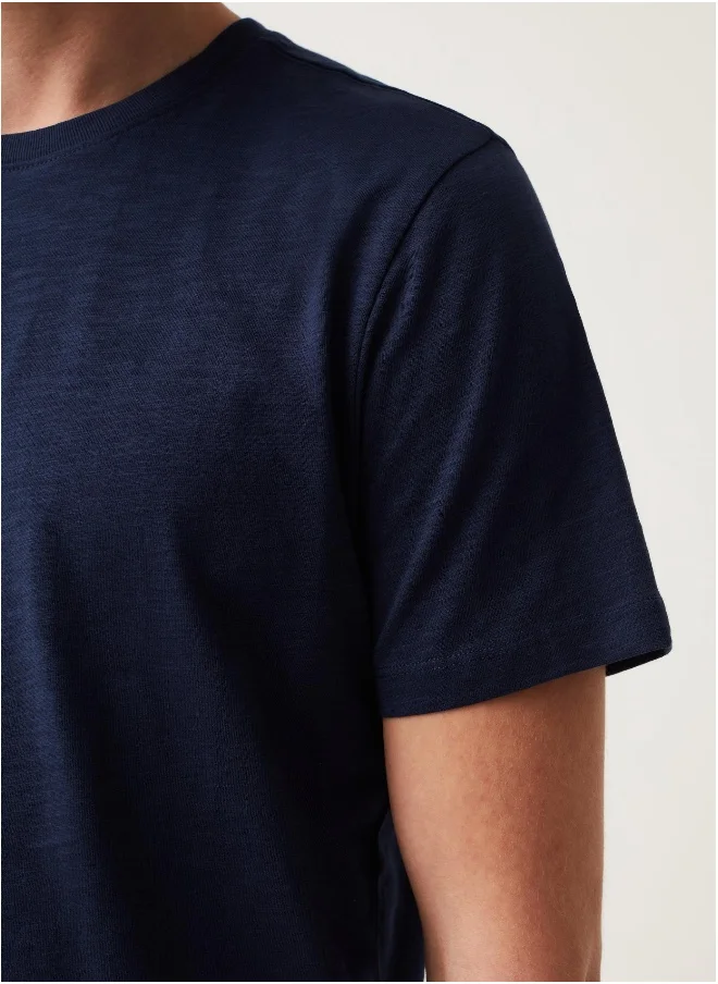 Ovs Ovs Round-Neck T-Shirt In Jersey Slub
