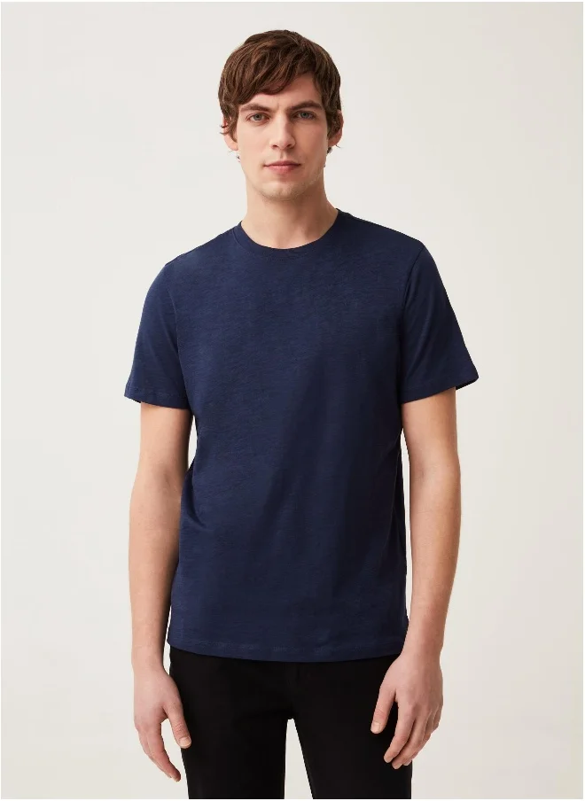 او في اس Ovs Round-Neck T-Shirt In Jersey Slub