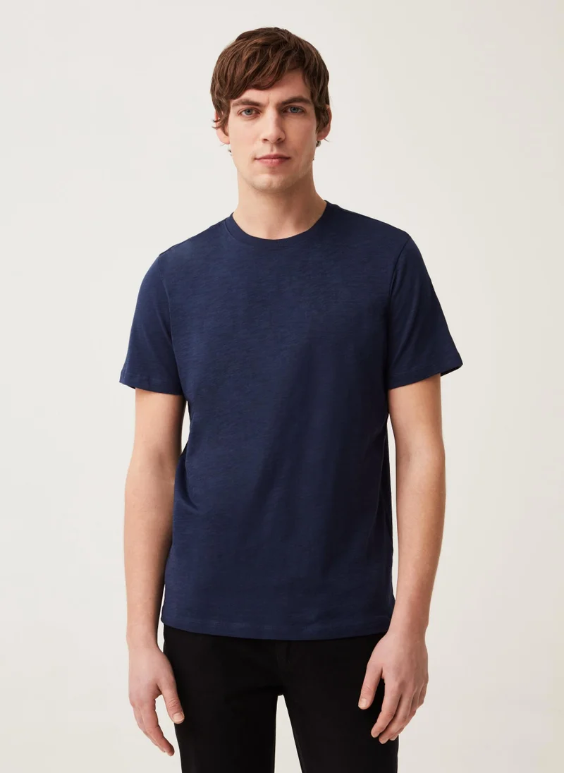 او في اس Ovs Round-Neck T-Shirt In Jersey Slub