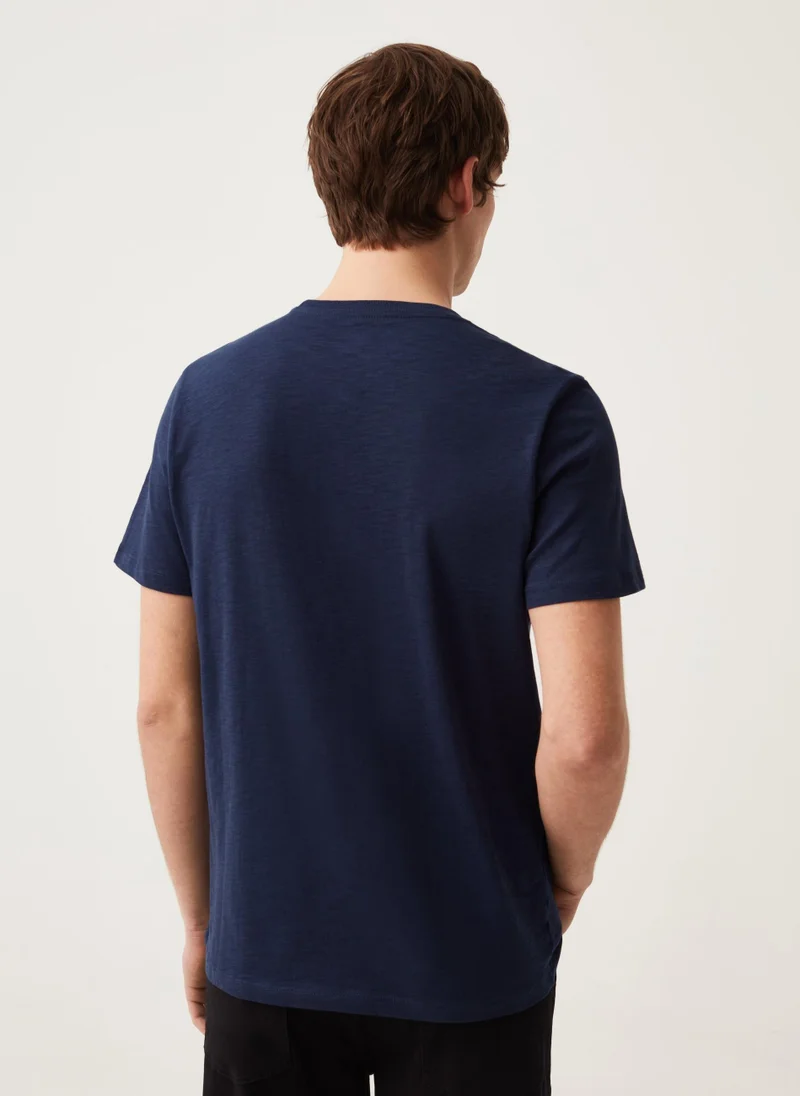 او في اس Ovs Round-Neck T-Shirt In Jersey Slub