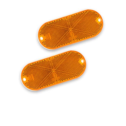 WELNENT EMark 4A CCC 2pcs Oval Reflector Self Adhesive Stick on Screw on Trailer Driveway Mailbox Amber - Image 1
