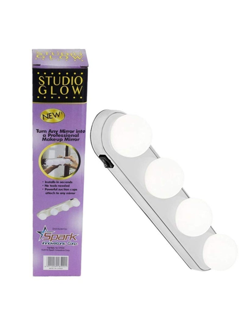 Prime by javaudan Portable Cosmetic Mirror Light Kit Battery Powered Makeup Light Studio Glow Make Up Light Super Bright 4 LED Bulbs  - Image 3