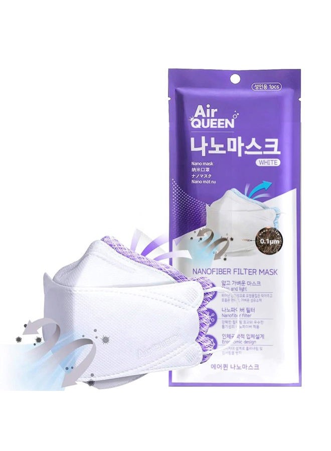 AIRQUEEN 3-Layer Nano-Filter Face Mask for Adults, Pack of 10, White - Image 1