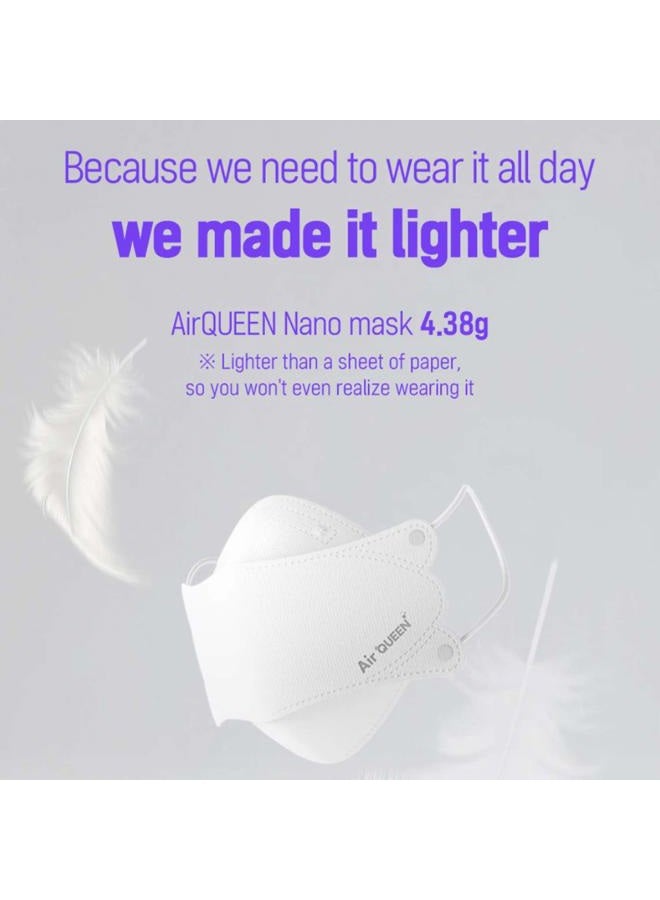 AIRQUEEN 3-Layer Nano-Filter Face Mask for Adults, Pack of 10, White - Image 4