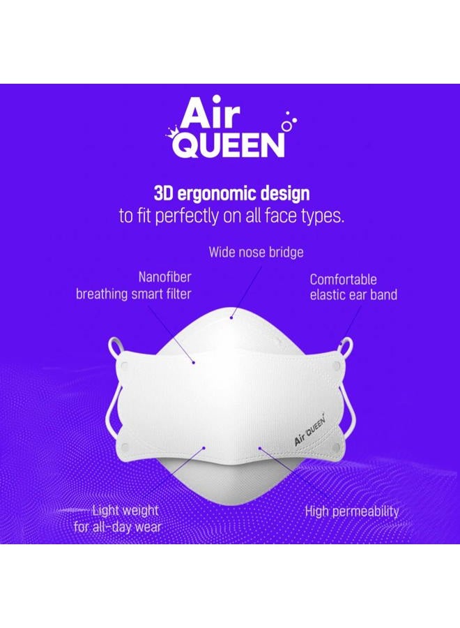AIRQUEEN 3-Layer Nano-Filter Face Mask for Adults, Pack of 10, White - Image 3