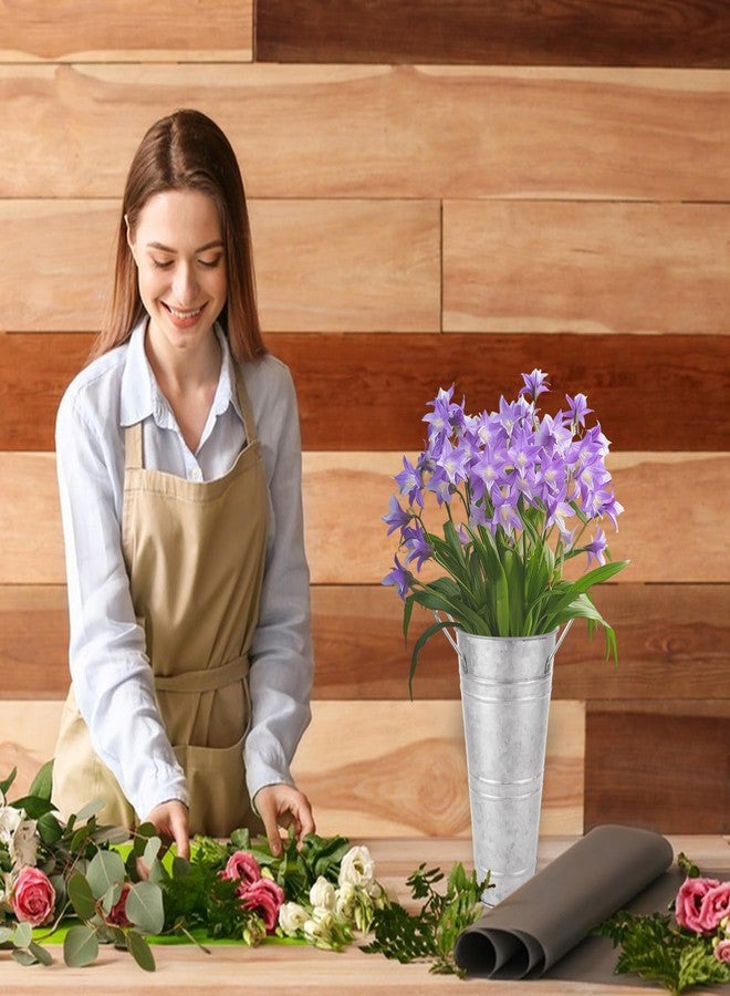 مجموعة من 6 دلاء زهور مجلفنة مقاس 9 بوصات من MIVIDE، دلاء زهور لبار الزهور، دلاء زهور معدنية للزينة ومزهريات معدنية بمقابض لحفلات الزفاف، وشرفات الحدائق، وديكور المنزل - Image 4