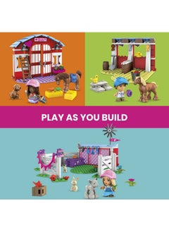 MEGA Barbie Pets Horse Toy Building Set With 3 Microdolls And Accessories 9 Pets Easytobuild Horse Stables Playset  - Image 4