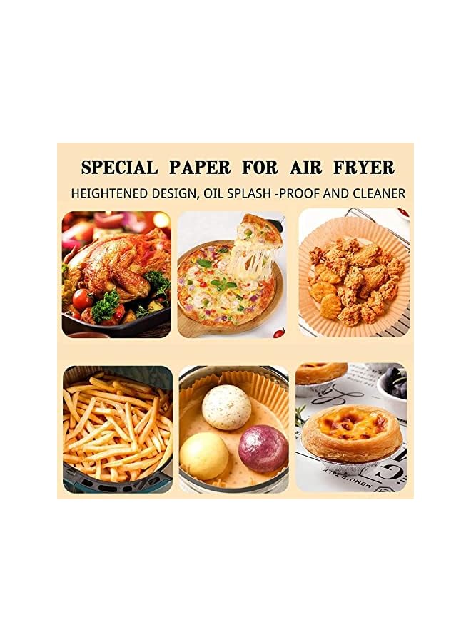 PROMASS 100 Pcs Large Size 7.9" (20 cm) disposable Air Fryer paper, liners Air Fryer liner oil & waterproof, nonstick baking air fryer liners square and round reusable papers, (Round) - Image 2