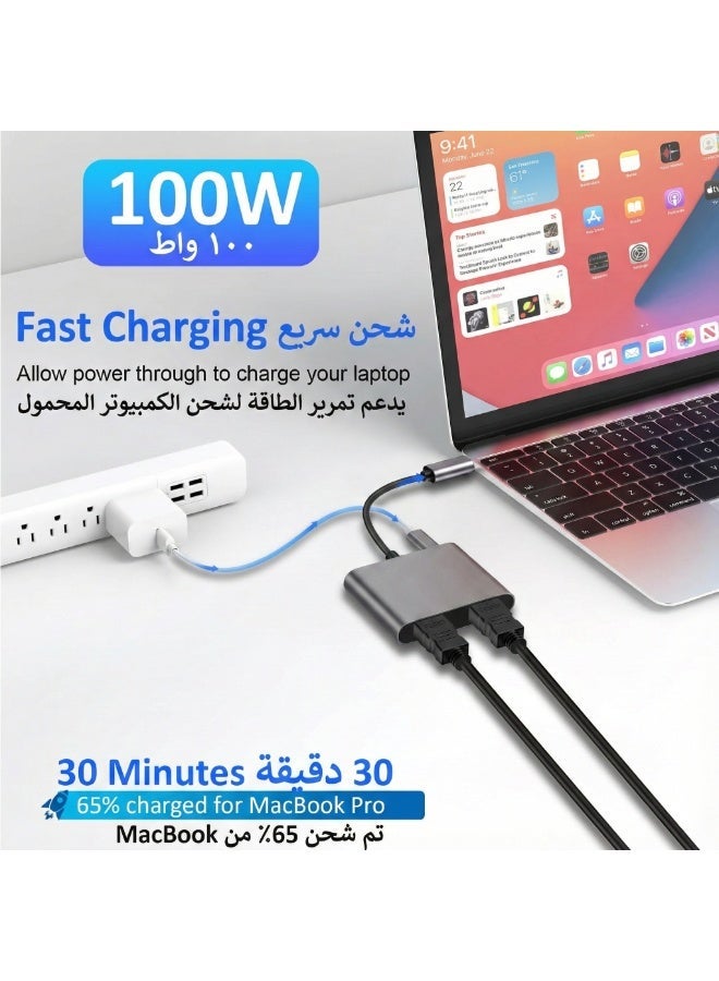 سي جود مقسّم HDTV لشاشتين مع عرض ممتد، ‏1× إدخال إلى ‏2× إخراج، محول USB-C إلى ‏2 HDMI بدقة 4K لأجهزة MacBook واللابتوب — يدعم جميع الأوضاع على Windows ويدعم وضع النسخ (Mirror) على macOS فقط - Image 4