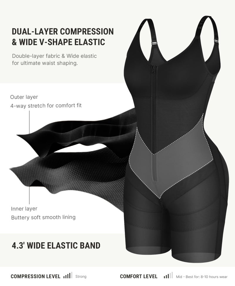 FeelinGirl Fajas Colombianas Moldeadoras Shapewear for Women Tummy Control Postpartum Butt Lifting Body Shaper Black S - Image 3