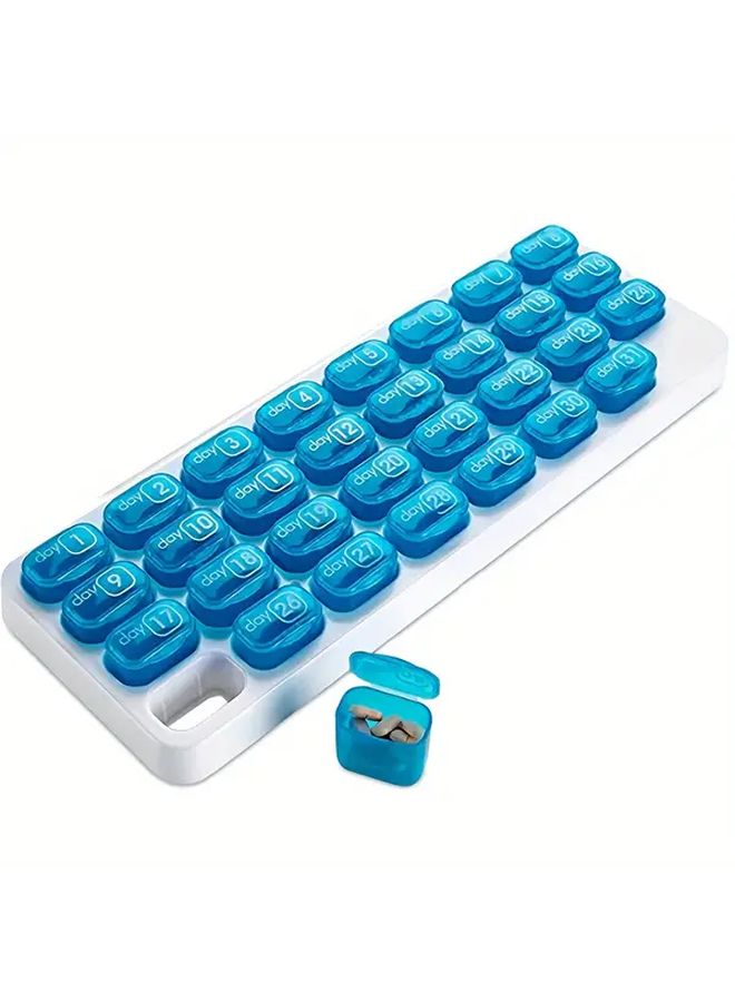 Blue 31 Day Monthly Pill Organizer Large Capacity Detachable Keyboard Design - Image 3