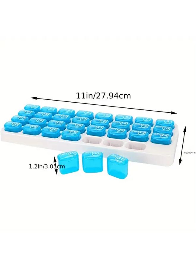 Blue 31 Day Monthly Pill Organizer Large Capacity Detachable Keyboard Design - Image 4