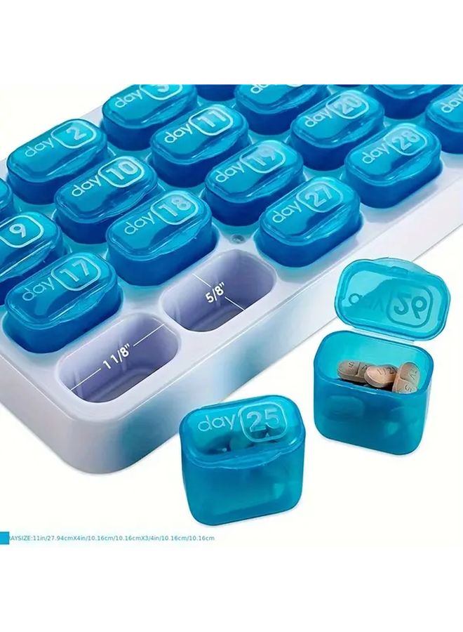 Blue 31 Day Monthly Pill Organizer Large Capacity Detachable Keyboard Design - Image 1