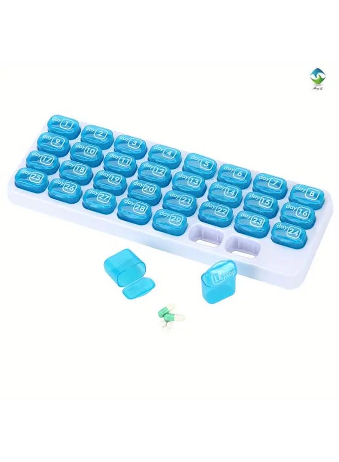 Blue 31 Day Monthly Pill Organizer Large Capacity Detachable Keyboard Design - Image 2