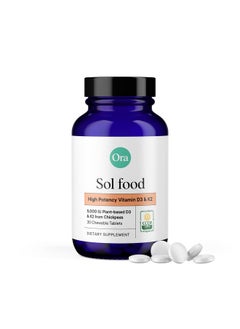 Vitamin D3 5000Iu + K2 Vegan Vitamin D From Lichen And K2 From Chickpeas For Bone Health Immune Support & Mood; Maximum Absorption 1 Month Supply 30 Chewable Tablets