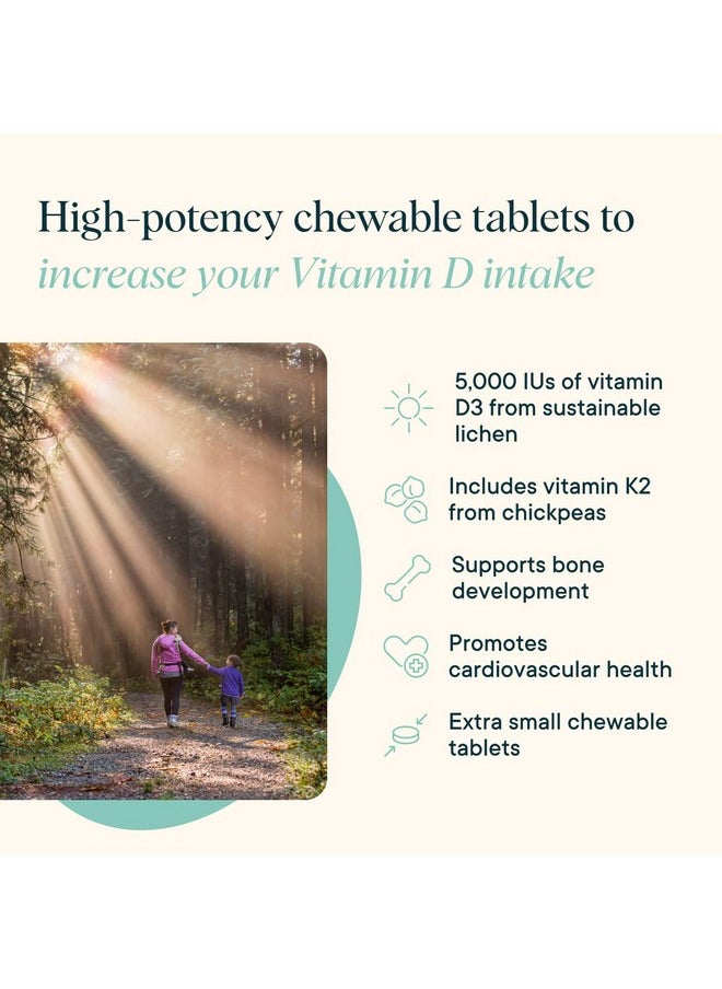 Ora Organic - Vitamin D3 5000Iu + K2 Vegan Vitamin D From Lichen And K2 From Chickpeas For Bone Health Immune Support & Mood; Maximum Absorption 1 Month Supply 30 Chewable Tablets - Image 1