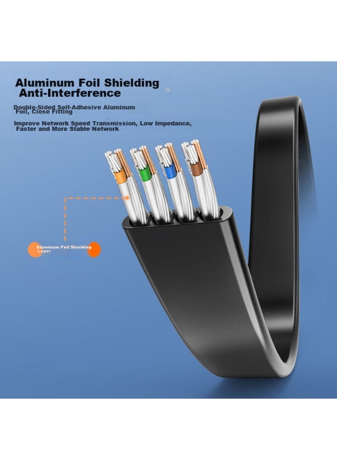 CHOSEAL Akihabara Category 7 Shielded Network Cable With Gold-plated Crystal Connectors, Engineering-grade 10 Gigabit Network Cable, Computer Broadband Home Flat Patch Cord, 3 Meters, Black, Qs5178a - Image 3