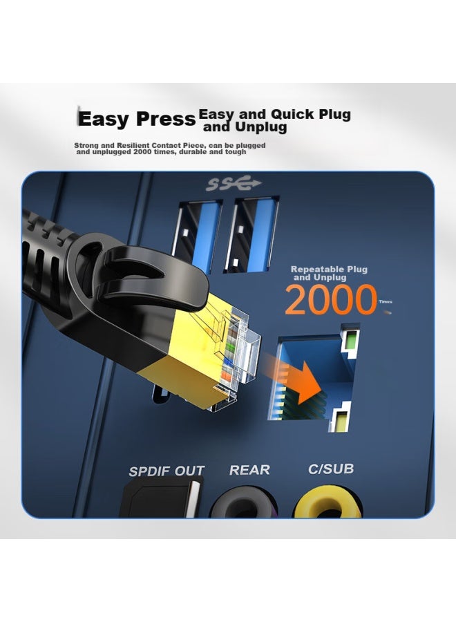 CHOSEAL Akihabara Category 7 Shielded Network Cable With Gold-plated Crystal Connectors, Engineering-grade 10 Gigabit Network Cable, Computer Broadband Home Flat Patch Cord, 3 Meters, Black, Qs5178a - Image 1