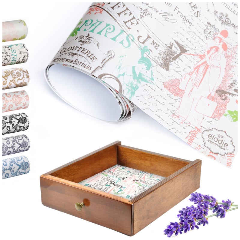 Elodie Essentials Elodie Essentials Scented Drawer and Shelf Liners  Vintage Charm  Six 6 Large 14 x 196 Inch Sheets  NonAdhesive Paper Sheets for Closet Shelves and Dresser Drawers  Vintage Paris 