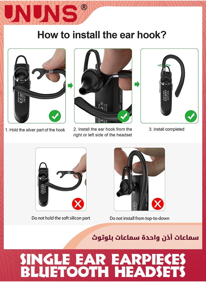 Bluetooth Headset,Wireless Single Ear Headset With Microphone,Bluetooth Earbuds V5.0,Long Talk And Music Time,Handsfree Calling Wireless Bluetooth Headset,Compatible With iPhone Android PC