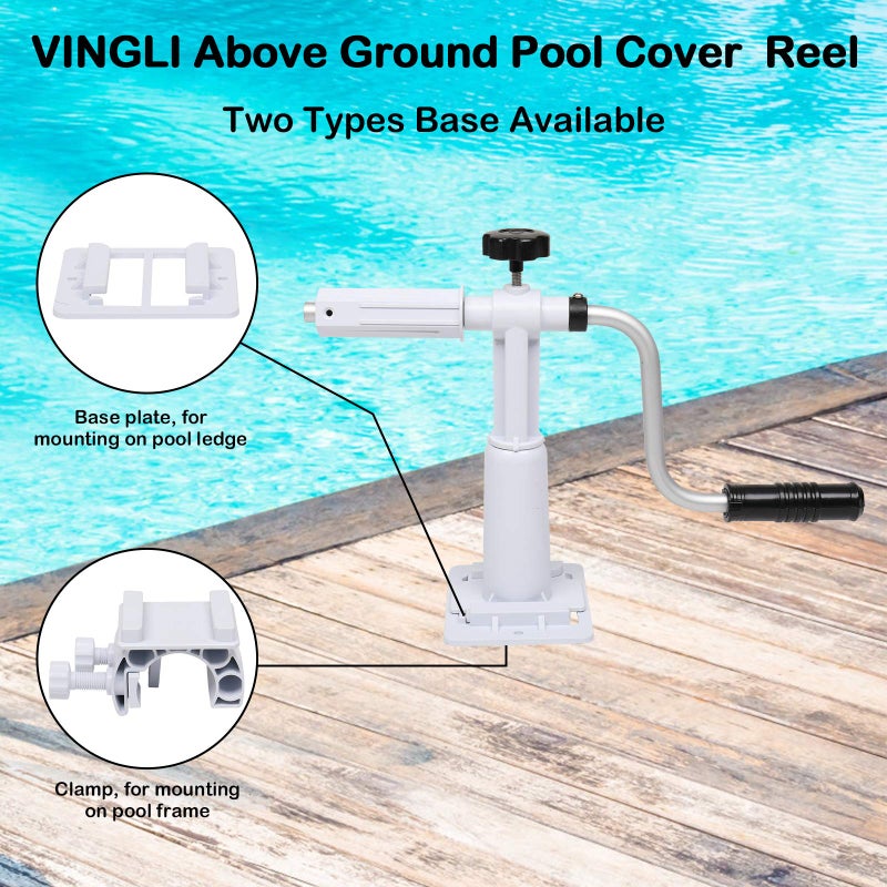 VINGLI Pool Cover Reel Above Ground Swimming Pool Cover Reel 16 FT Without Decking Solar Blanket Roller Systems with Tube Set for Various Shape Pool - Image 5