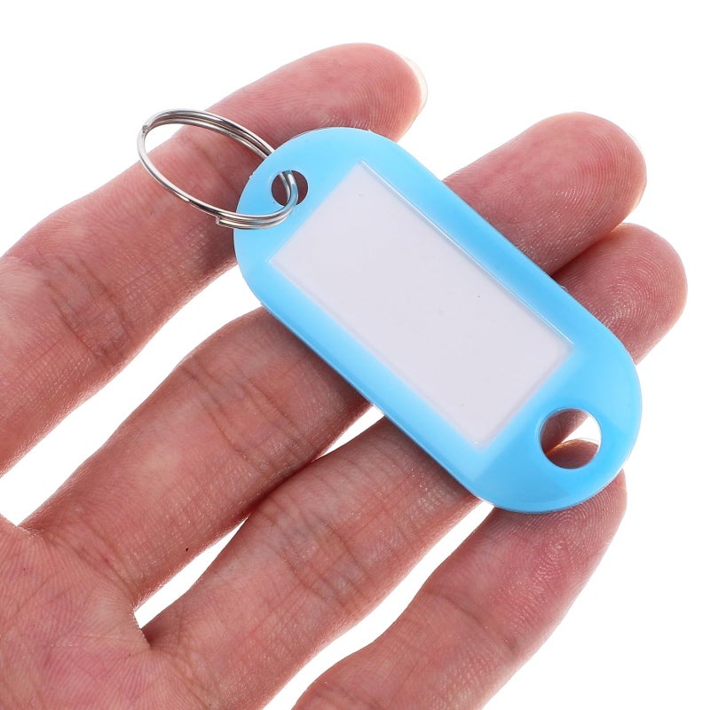 Blue Plastic Luggage Tags 50 Pack with Split Rings Portable Key Identifiers for Travel and Office Use - Image 5