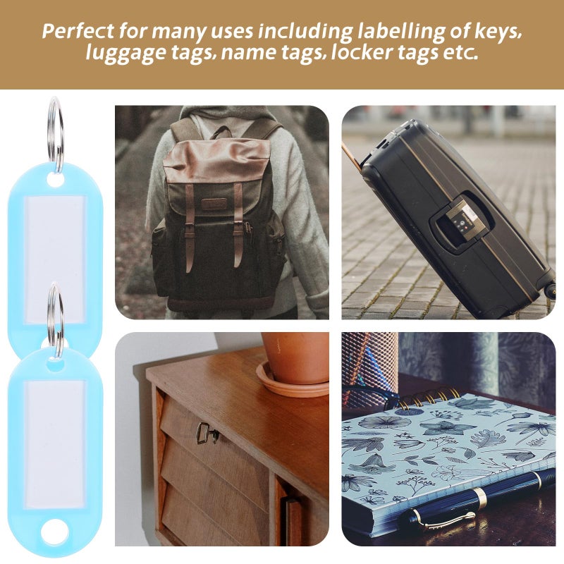 Blue Plastic Luggage Tags 50 Pack with Split Rings Portable Key Identifiers for Travel and Office Use - Image 4