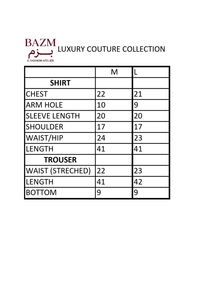 BAZM  Bazm Luxury Couture Embroidered Tunic and Patterned Pants Set for Women | Best Price UAE