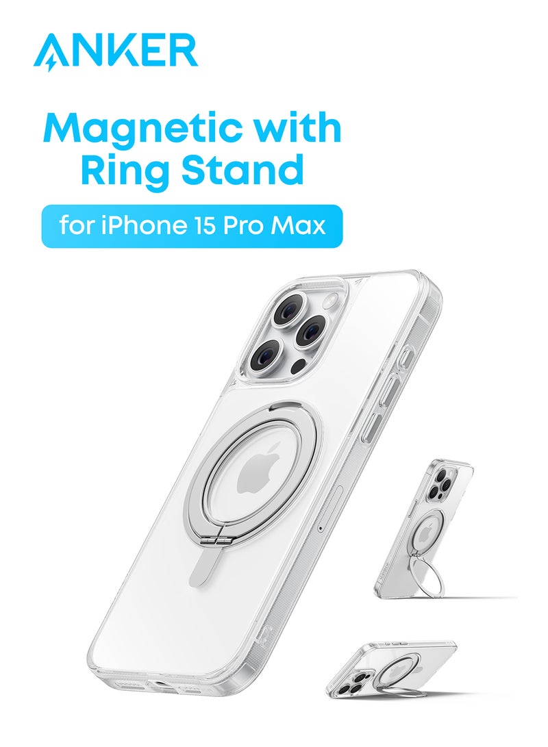 FlexStand Magnetic Phone Case Cover, Anti-Slip and Drop-Proof Protective Cover with Ring Stand, iPhone Mobile Case Compatible with MagSafe, Exclusively Designed for iPhone 15 Pro Max 6.7-Inch - Image 1