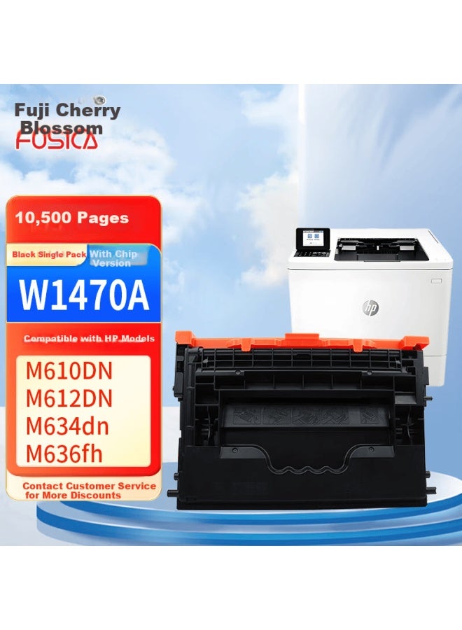 FUSICA Fuji Sakura W1470a Toner Cartridge With Chip 147a Compatible With Hp M610dn M611dn/x M612dn/x M634h/dn M635fht/z/h Printer Black 10500 Pages - Image 1