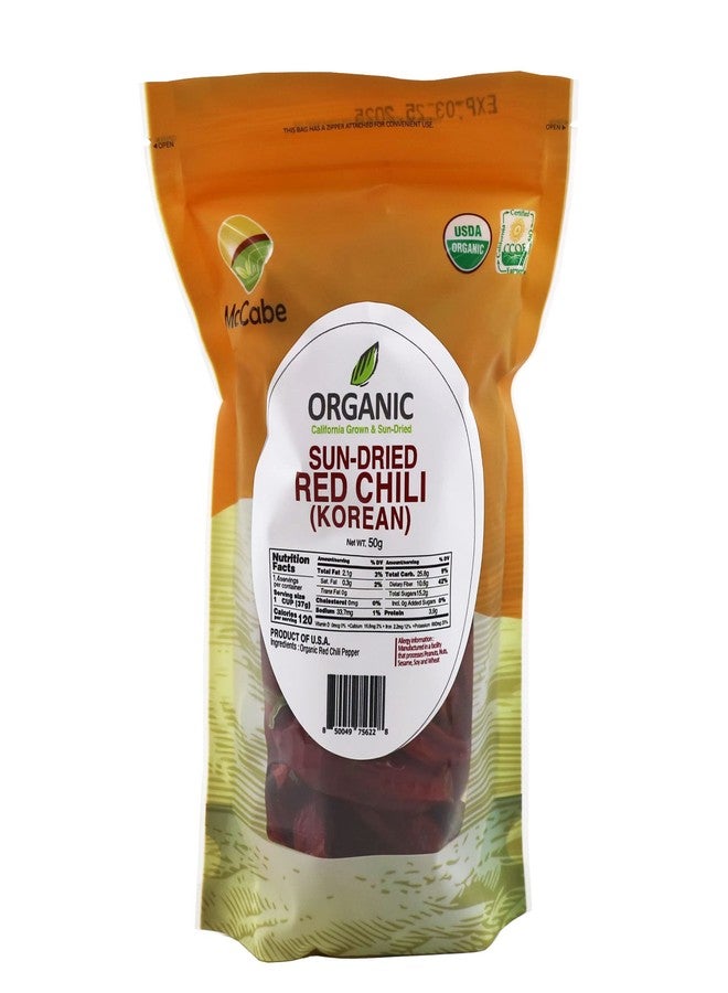 McCabe Organic Sun-Dried Red Chili Pepper - Dried Korean Variety Chili Peppers | Rich with Vitamin D & Minerals | USDA and CCOF Certified | Product of USA | 50g (Korean Variety) - Image 1