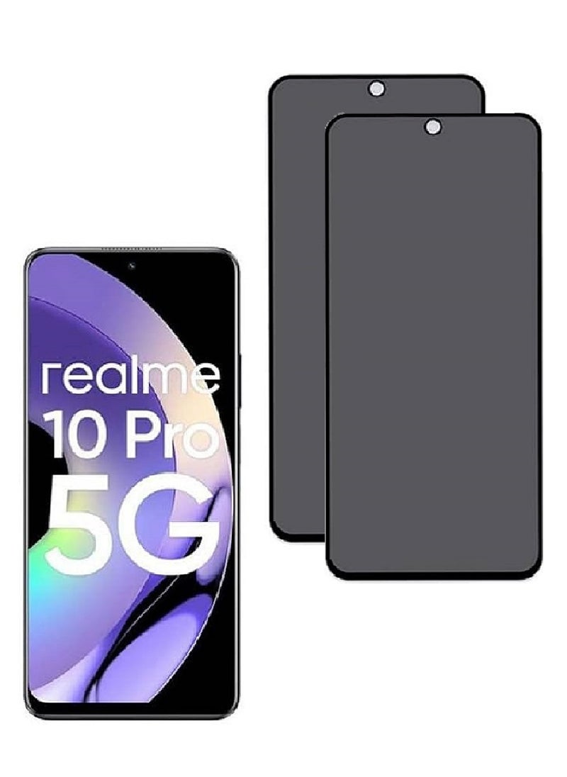 we3 2 Piece Tempered Glass Screen Protector Anti-Spy Privacy Designed For Realme 10 Pro Full Screen Coverage And Bubble Free  - Image 1